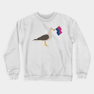 Seagull Holding Bisexual Pride Flag Crewneck Sweatshirt